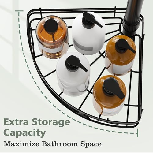 KEGII Corner Shower Caddy Tension Pole, Fan-Shaped Large Capacity Organizer - Image 2