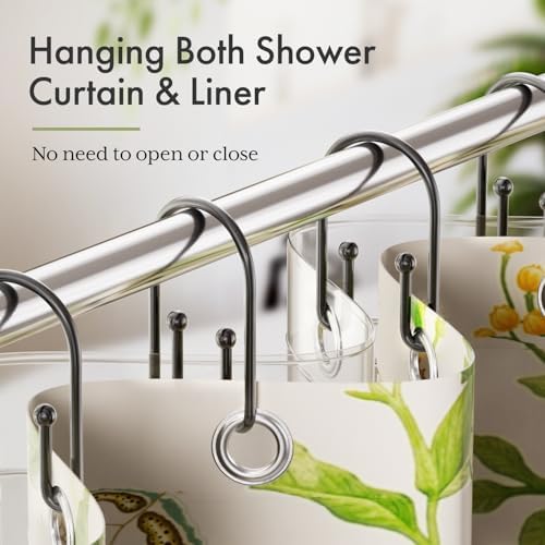 Bathway Shower Curtain Hooks Black, Double Hook Shower Curtain Hooks Rust Proof - Image 6