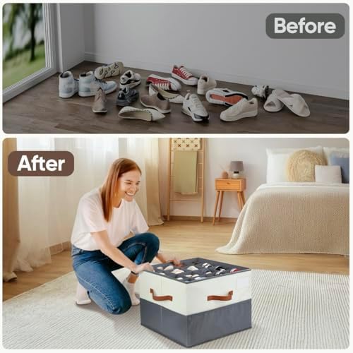 Shoe Organizer for Closet, Adjustable Storage Box Holds 32 Pairs - Image 6