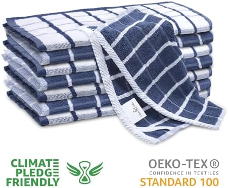 Urban Villa Kitchen Towels Cotton Dish Towels 12”x12” Blue White - Image 2