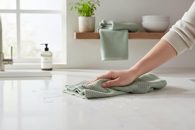 Sage Green Kitchen Hand Dish Towels, 100% Cotton - Image 5