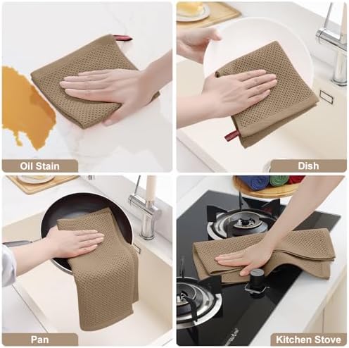 Homaxy 12 Pack 100% Cotton Kitchen Towels and Dishcloths Set - Image 5