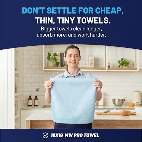 MW Pro Microfiber Cleaning Cloth | Blue Green Red Yellow | 12 Pack | 16” x 16” - Image 3