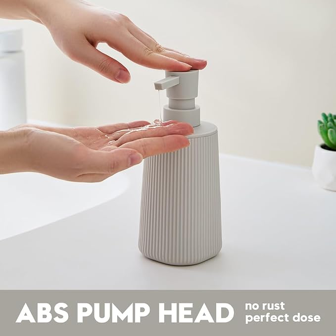 YAUKPH Small Soap Dispenser for Bathroom and Kitchen Matte Beige | Modern - Image 3