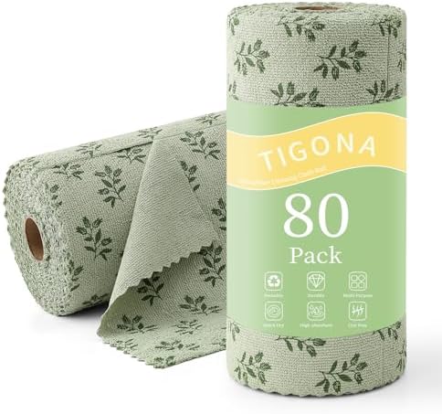 Microfiber Cleaning Cloth Roll, 80 Pack Cleaning Towels, Lint Free Rags Paper by Tigona