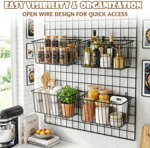 10 PCS Wire Baskets Wall Grid Panel Hanging Wire Basket Hanging Wall Baskets No - Image 4