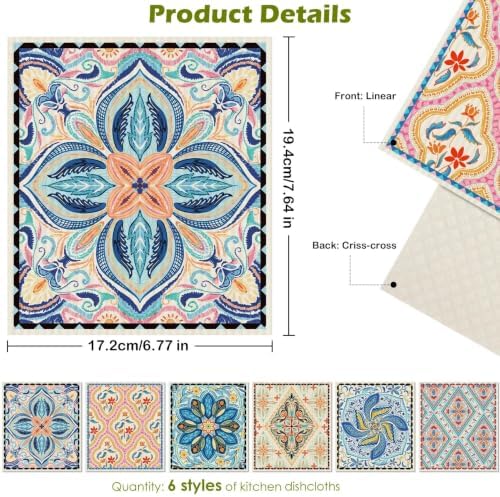 6 Pcs Swedish Paper Cloths for Kitchen, Reusable Paper Towels Washable - Image 2