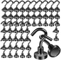 52 Pack Black Magnetic Hook Heavy Duty, 25lbs Magnetic Hooks by Keukenket