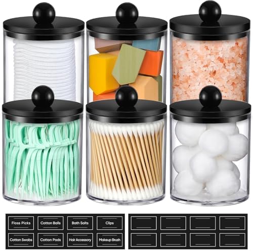 6 Pack Acrylic Qtip Holder Dispenser by AOZITA
