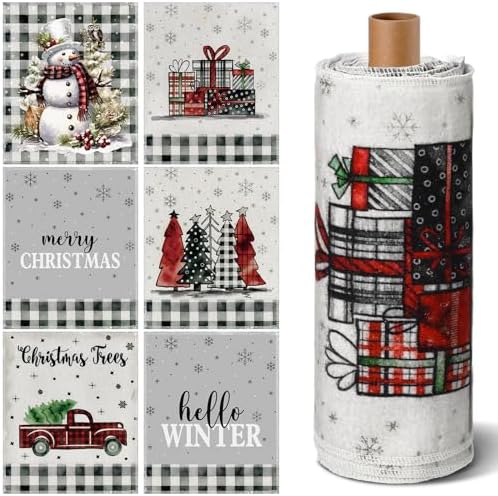Mindsoft 36 Pcs Christmas Reusable Paper Towels Rolls Washable Bulk Winter by Mindsoft