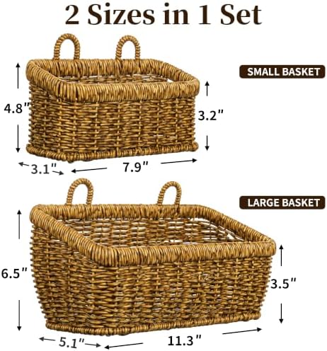 Wall Hanging Baskets, 2 Pack Woven Wicker Baskets - Image 2