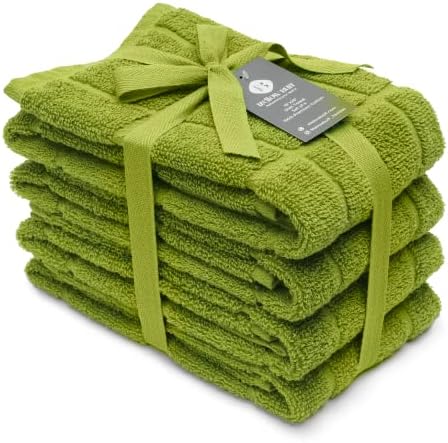 100% Cotton Terry Dish Towels, 4 Pack Plain, 16 x26 Inches, Super Soft and by Ecotribe