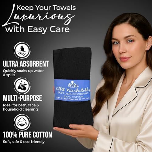 DAN RIVER 12 Pack Cotton Wash Cloths Set - Image 4