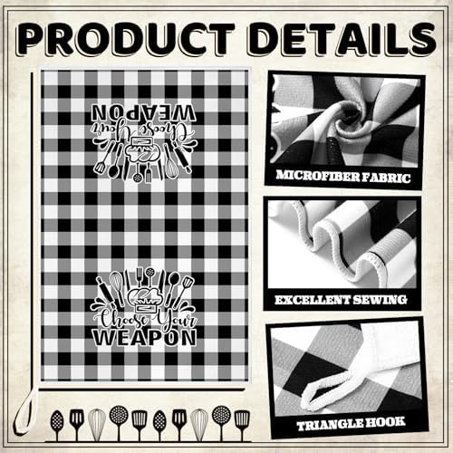Bencailor 6 Pcs Black White Plaid Kitchen Towels Decorative Sets Dish Towels - Image 3