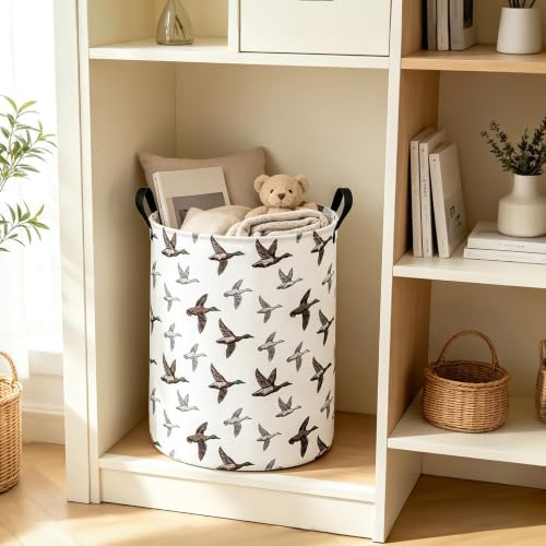 Round Laundry Basket Collapsible Storage Hamper Organizer Mallard Duck - Image 5