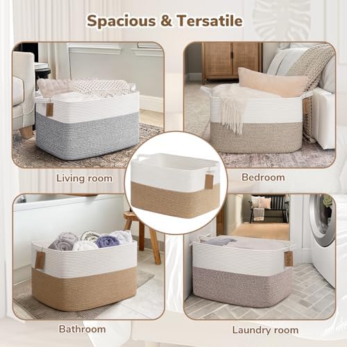 Goodpick 75L Extra Large Woven Rope Blanket Basket - Image 4