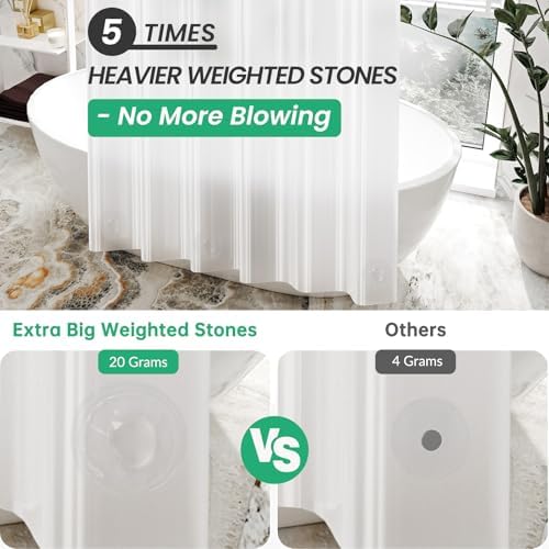 AmazerBath Frosted Shower Curtain Plastic 72x72 Inches, Heavy Duty Shower - Image 2