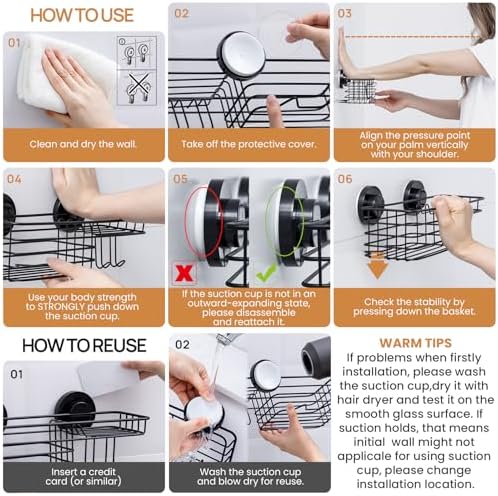 LEVERLOC Shower Caddy Suction Cup, Suction Caddy - Image 7