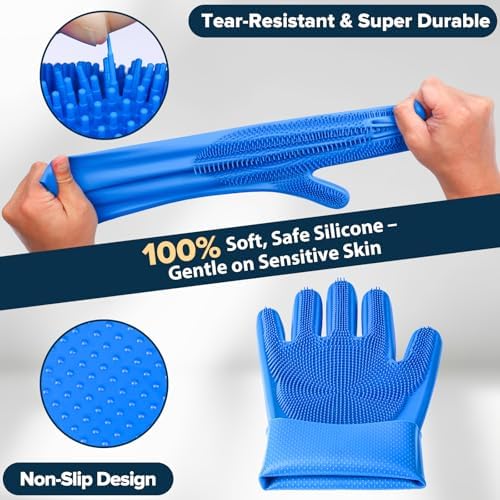 6PCS Grooming & Bath Supplies for Dogs, Cats | Dog Washing Gloves | Dog Bath - Image 4