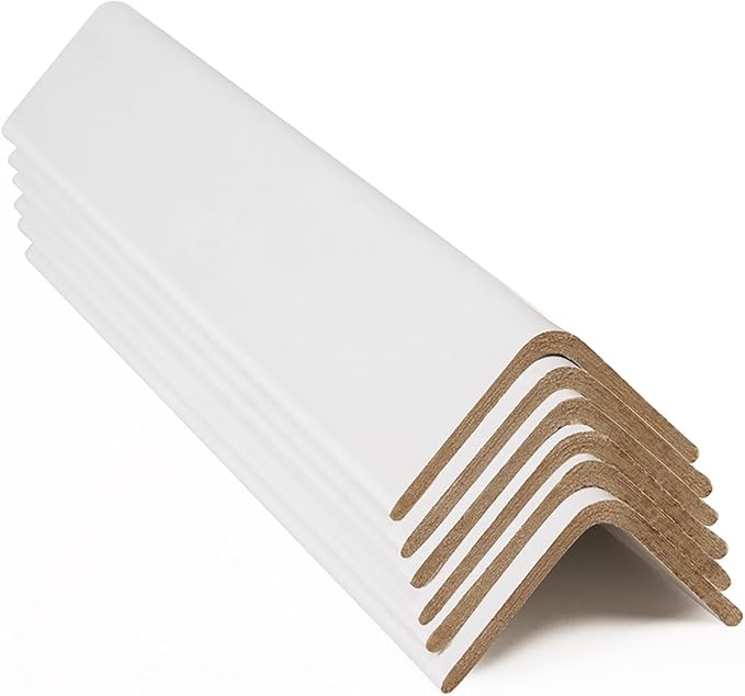 Cardboard Edge Protectors for Shipping - 3W x 3"D x 24"L, Medium Duty .160 ga, Pallet Corner Protectors, Angle Boards, White, 50/Pack