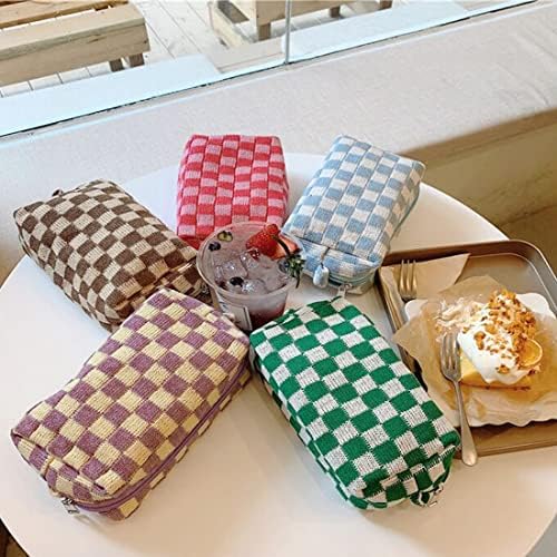 SxoSyo 2 Pcs Checkered Cosmetic Bags - Image 5
