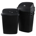 Plastic Trash Can, Rectangular Commercial Office Wastebasket, 7 Gallon (Pack of 4), Black