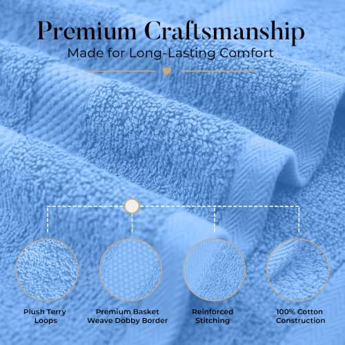 DAN RIVER 600 GSM Cotton Large Bath Towels Set of 4, 27 x 54 Inches - Image 5