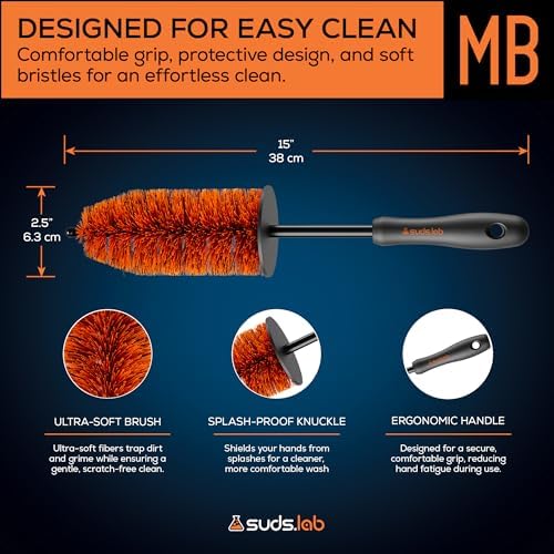 Suds Lab Mini Wheel Cleaning Brush, Dense Bristles - Image 3