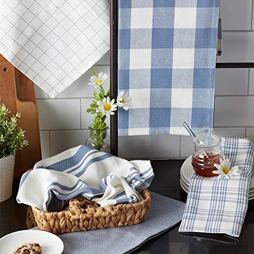 DII Basic Kitchen Large Cotton Dishtowel Set of 5, Stonewash Blue - Image 5