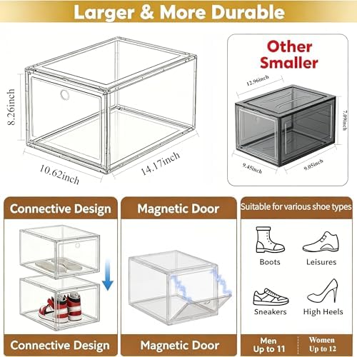 Clear Shoe Storage Boxes 9 Pack, Stackable Bins - Image 5