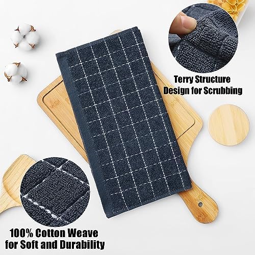 Homaxy 100% Cotton Terry Kitchen Dish Cloths, 8 Pack, Dark Grey - Image 2