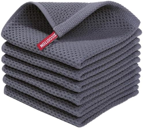 QUILTINA Kitchen Dish Cloths 6 Pack, 12 x 12 Inches, 100% Cotton Waffle Weave by Quiltina