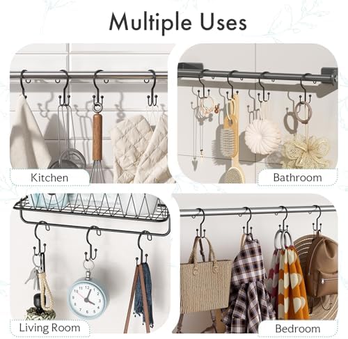 Bathway Black Shower Curtain Hooks Ring, Rust Proof Metal Shower Hooks - Image 6