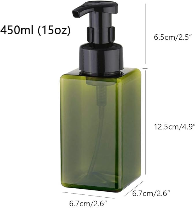 Foaming Soap Dispenser, 15oz Plastic Refillable Pump Bottle, 2 Pack, Shampoo & - Image 2