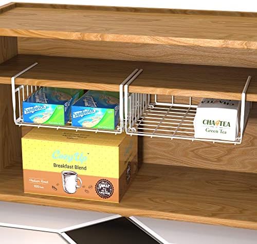 Simple Houseware 2-Pack Under Shelf Wire Metal Basket Shelf - Image 4