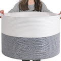 INDRESSME XXXLarge Woven Rope Blanket Basket Living Room Navy by INDRESSME