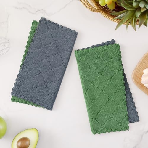 Homaxy 12 Pack Super Soft Dish Cloths, Dark Grey & Grass Green - Image 6