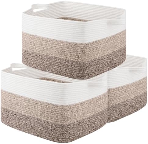 OIAHOMY 50L Storage Basket Large Blanket Basket Living Room Yellow 3-Pack by MasterofSpaceOptimization