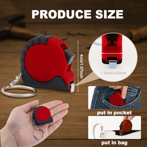 24 Pieces Mini Tape Measure Keychains 3 ft Small Retractable Measuring Tape - Image 2
