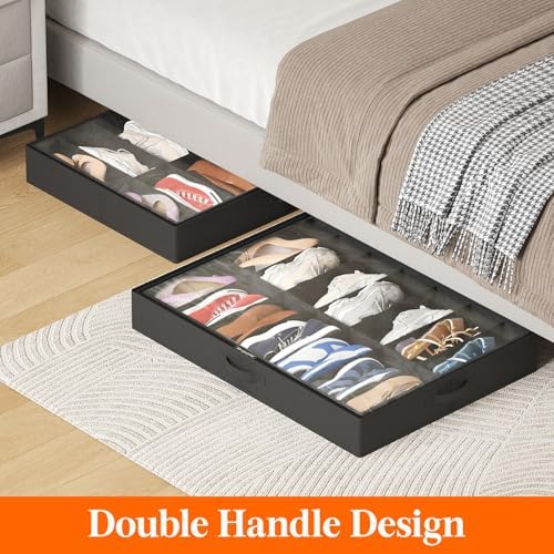 Lifewit Under Bed Shoe Storage Organizer 2 Pack, 4.3 Inches Profile Fabric - Image 5