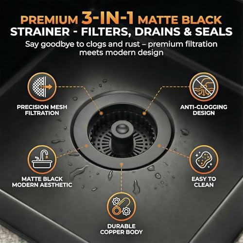 Kitchen Sink Stopper, 3 in 1 Pop Up Kitchen Sink Drain Strainer, - Image 2