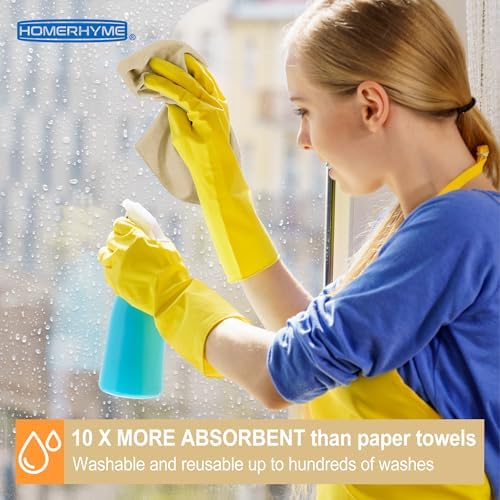 Microfiber Cleaning Cloth, 12 Pack Biege Cleaning Rags, Reusable Microfiber - Image 4