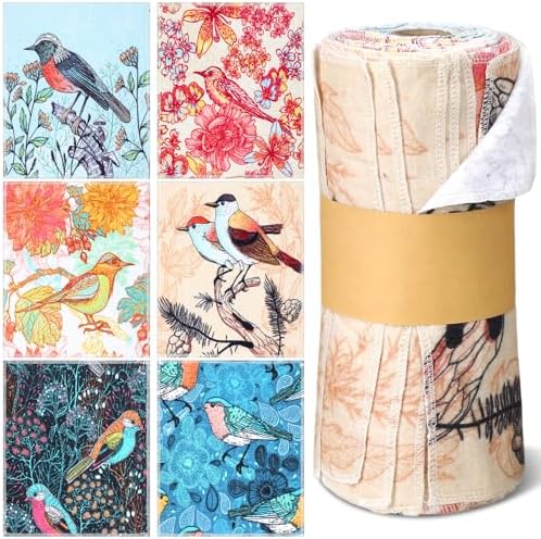 36 Pack Reusable Cloth Kitchen Paper Towels, Bird Style by Noveread