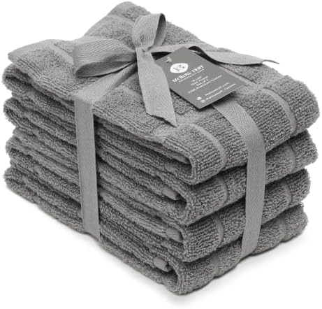 100% Cotton Terry Dish Towels, 4 Pack Plain, 16 x26 Inches, Super Soft and by Ecotribe