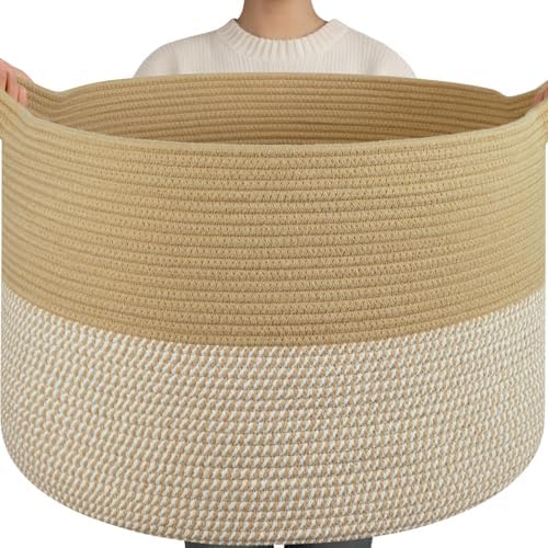 OIAHOMY 115L Extra Large Blanket Basket Living Room Laundry Basket Jute by MasterofSpaceOptimization