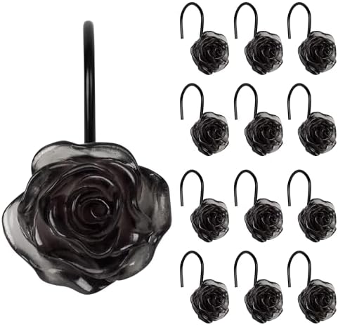 Sunlit Rose Shower Curtain Hooks, Home Decorative Flower Shower Curtain Rings - Image 2
