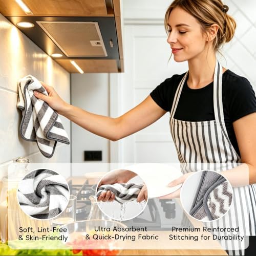 Microfiber Cleaning Cloths, 6 Pack Gray Kitchen Towels - Image 4
