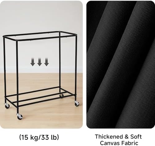 StorageWorks 3 Section Laundry Hamper, 120L Black Sorter Cart - Image 4