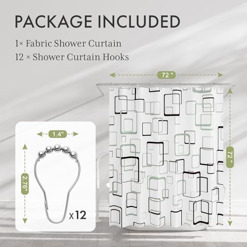 AmazerBath Shower Curtain Grey, Geometric Plaid Cloth Shower Curtain Sets - Image 7