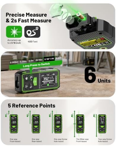 Huepar 2026 Upgraded Dual Laser Measuring Tool 395Ft, Phone App - Image 5
